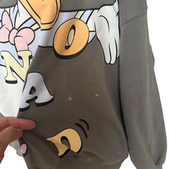 Disney Donald Duck Vintage Graphic Sweatshirt M Gray Long Sleeve Pullover Crewne - Picture 3 of 5